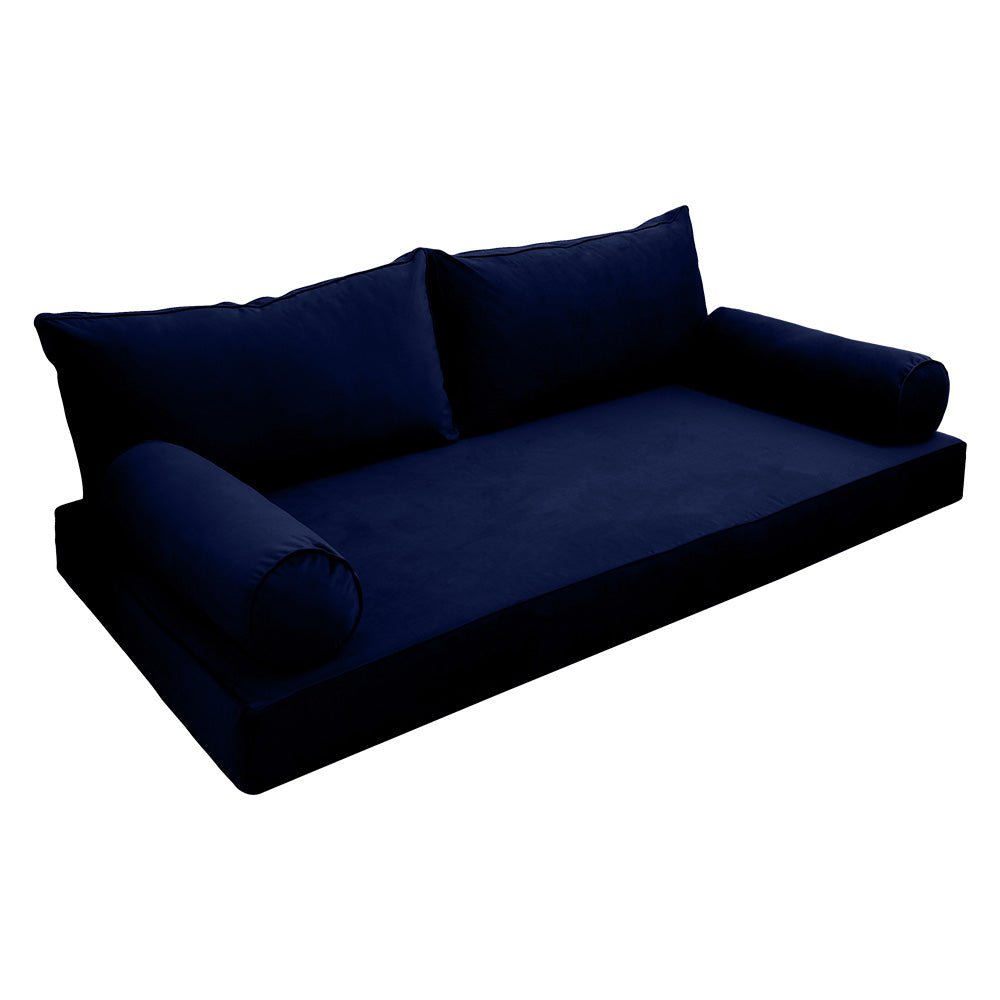 STYLE V2 - Velvet Indoor Daybed Mattress Bolster Backrest Cushion Pillow Complete Set