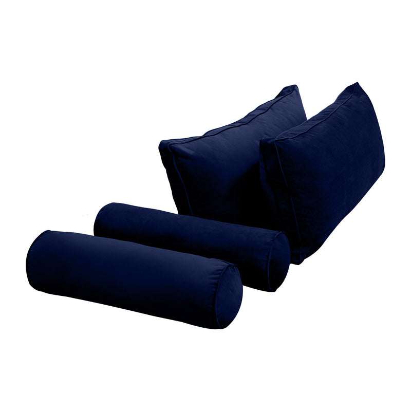 STYLE V2 - Velvet Indoor Daybed Mattress Bolster Backrest Cushion Pillow Complete Set