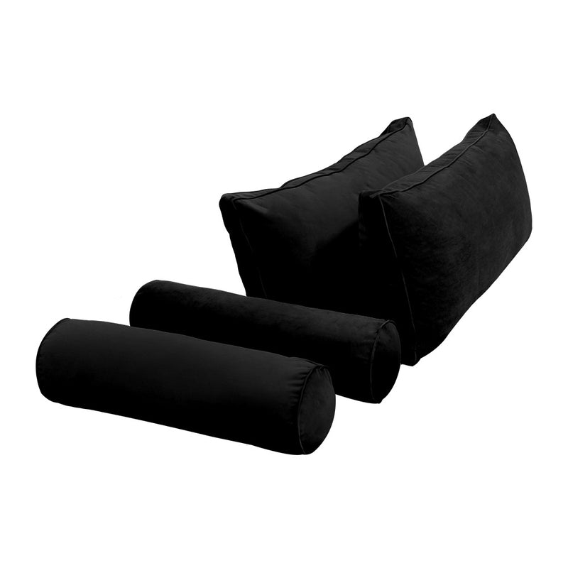 STYLE V2 - Velvet Indoor Daybed Mattress Bolster Backrest Cushion Pillow Complete Set