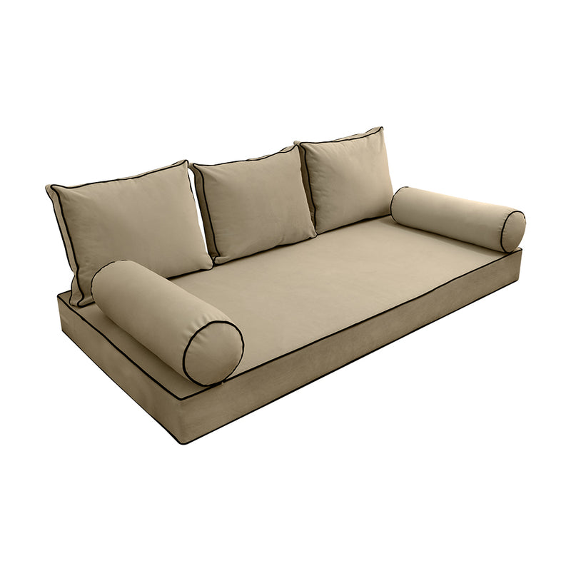 STYLE V3 - Velvet Indoor Daybed Mattress Bolster Backrest Cushion Pillow Complete Set