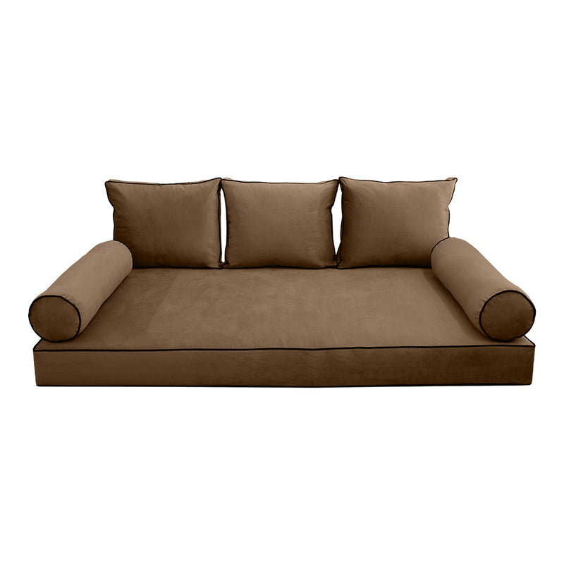 STYLE V3 - Velvet Indoor Daybed Mattress Bolster Backrest Cushion Pillow |COVERS ONLY|