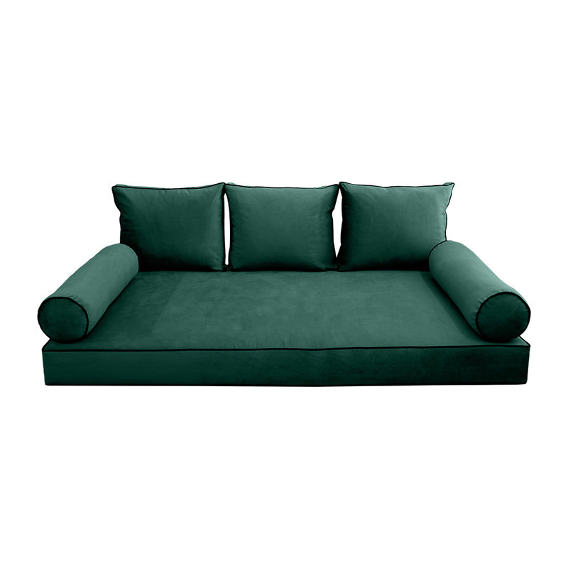 STYLE V3 - Velvet Indoor Daybed Mattress Bolster Backrest Cushion Pillow |COVERS ONLY|