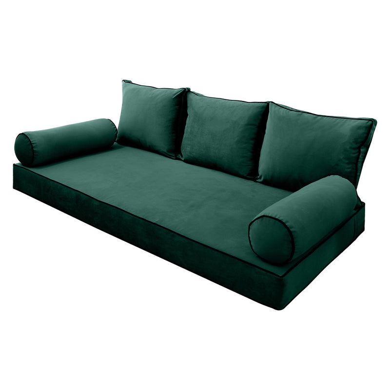STYLE V3 - Velvet Indoor Daybed Mattress Bolster Backrest Cushion Pillow |COVERS ONLY|