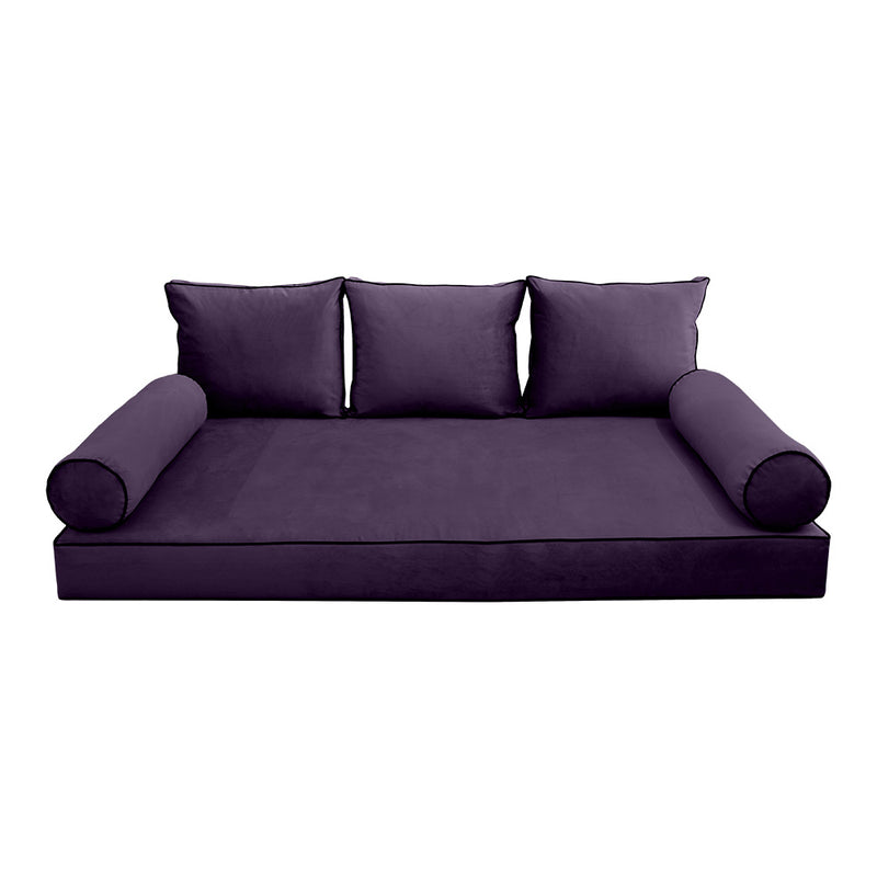 STYLE V3 - Velvet Indoor Daybed Mattress Bolster Backrest Cushion Pillow |COVERS ONLY|