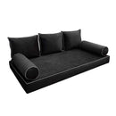 STYLE V3 - Velvet Indoor Daybed Mattress Bolster Backrest Cushion Pillow Complete Set