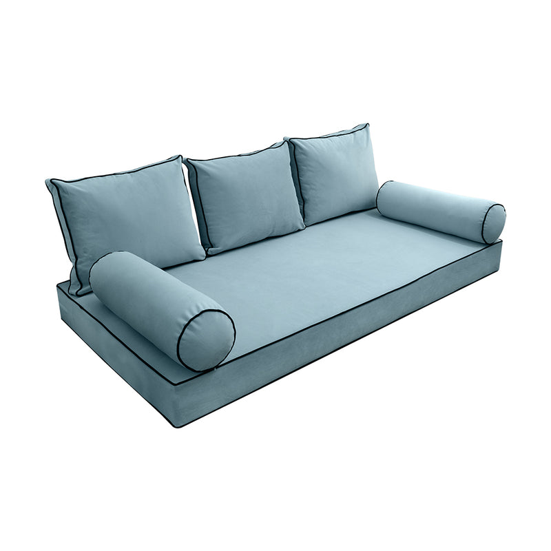 STYLE V3 - Velvet Indoor Daybed Mattress Bolster Backrest Cushion Pillow Complete Set
