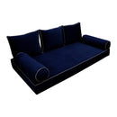 STYLE V3 - Velvet Indoor Daybed Mattress Bolster Backrest Cushion Pillow Complete Set