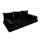 STYLE V3 - Velvet Indoor Daybed Mattress Bolster Backrest Cushion Pillow Complete Set
