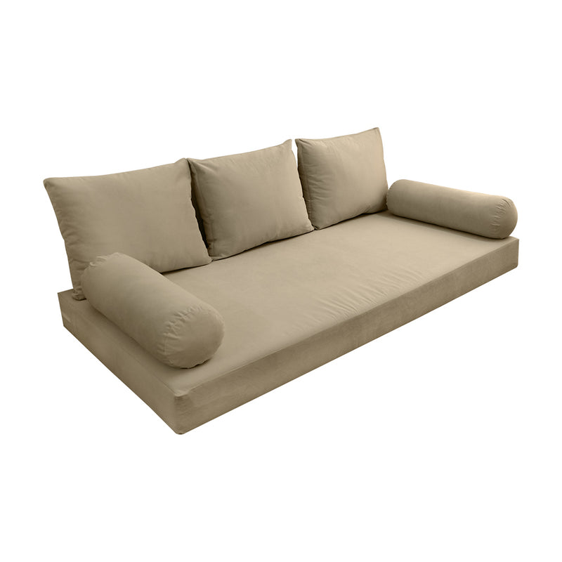 STYLE V3 - Velvet Indoor Daybed Mattress Bolster Backrest Cushion Pillow Complete Set