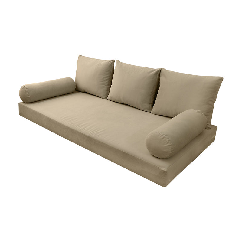 STYLE V3 - Velvet Indoor Daybed Mattress Bolster Backrest Cushion Pillow |COVERS ONLY|
