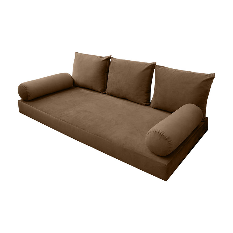 STYLE V3 - Velvet Indoor Daybed Mattress Bolster Backrest Cushion Pillow |COVERS ONLY|
