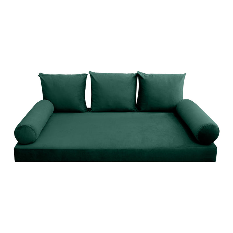 STYLE V3 - Velvet Indoor Daybed Mattress Bolster Backrest Cushion Pillow |COVERS ONLY|