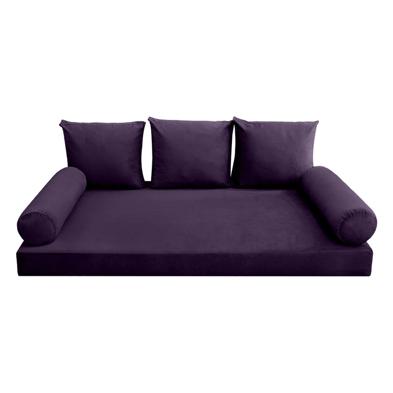 STYLE V3 - Velvet Indoor Daybed Mattress Bolster Backrest Cushion Pillow |COVERS ONLY|