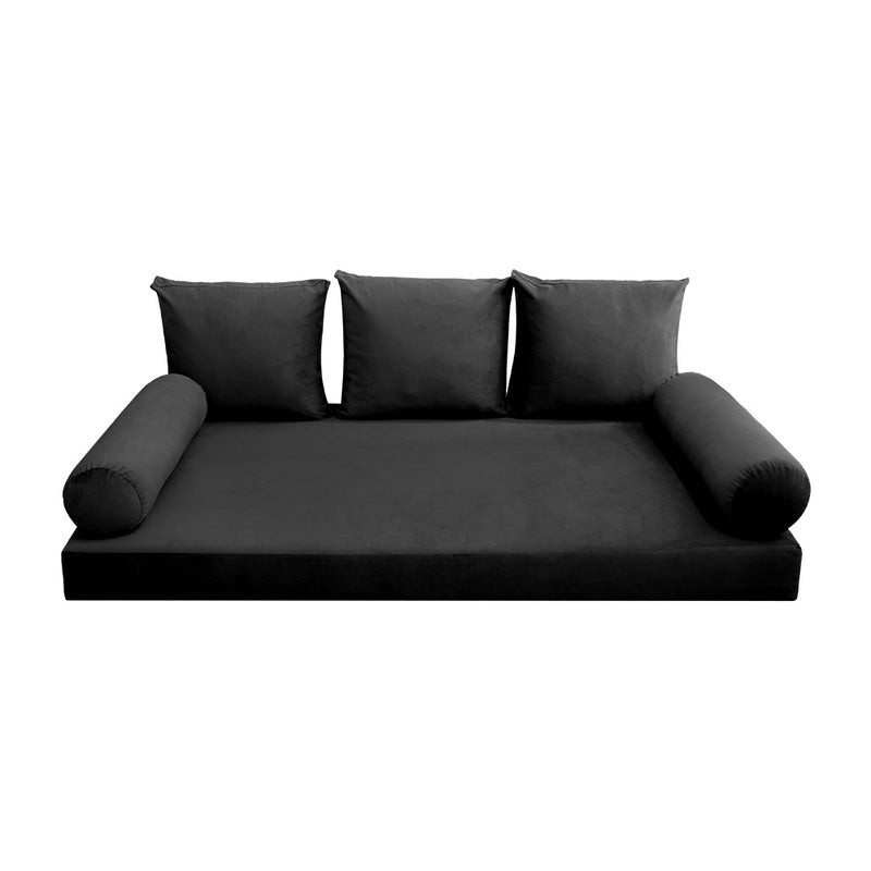STYLE V3 - Velvet Indoor Daybed Mattress Bolster Backrest Cushion Pillow |COVERS ONLY|
