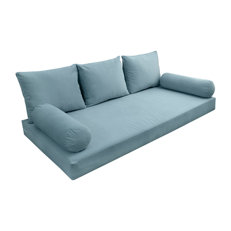 STYLE V3 - Velvet Indoor Daybed Mattress Bolster Backrest Cushion Pillow Complete Set