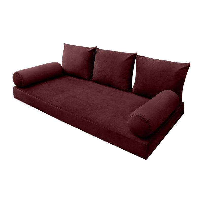 STYLE V3 - Velvet Indoor Daybed Mattress Bolster Backrest Cushion Pillow |COVERS ONLY|