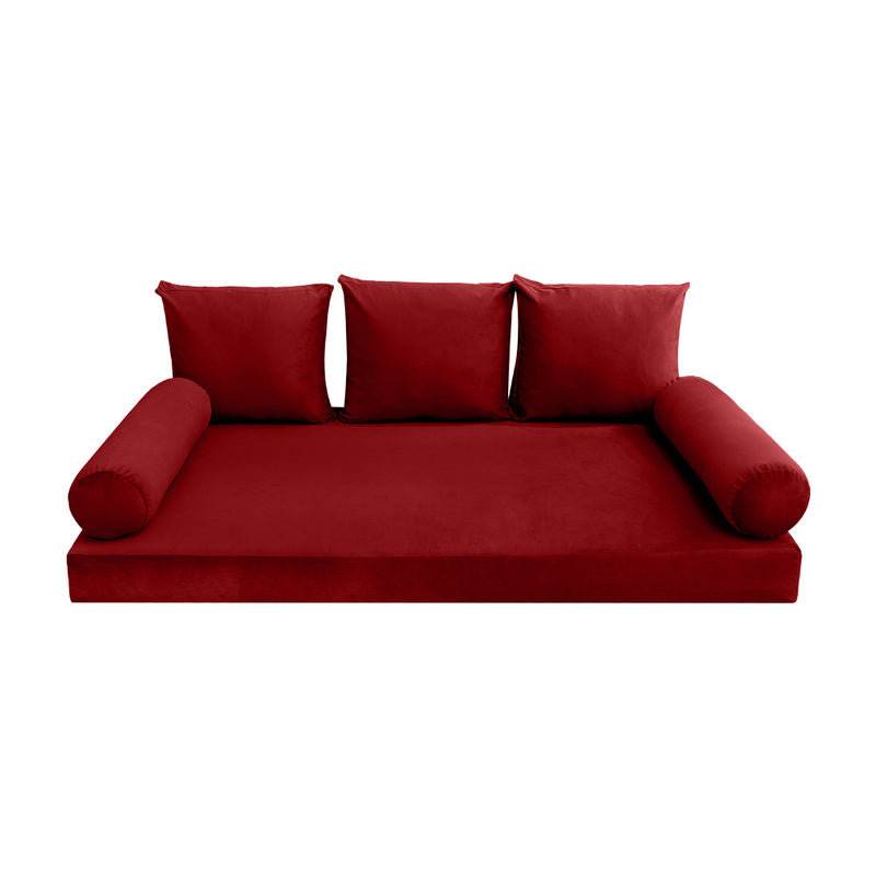 STYLE V3 - Velvet Indoor Daybed Mattress Bolster Backrest Cushion Pillow |COVERS ONLY|