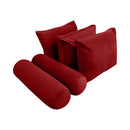 STYLE V3 - Velvet Indoor Daybed Mattress Bolster Backrest Cushion Pillow Complete Set
