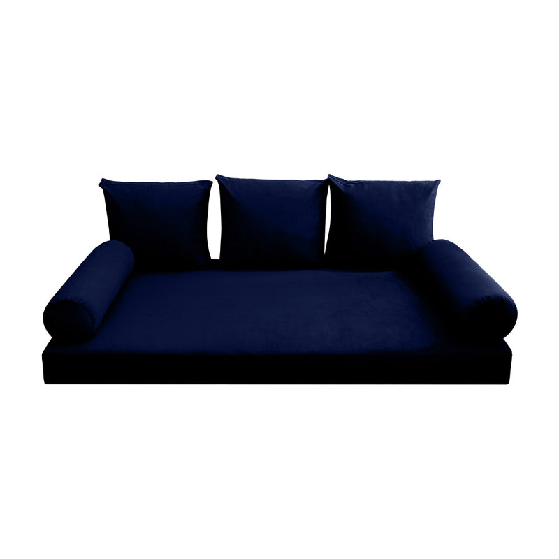 STYLE V3 - Velvet Indoor Daybed Mattress Bolster Backrest Cushion Pillow |COVERS ONLY|
