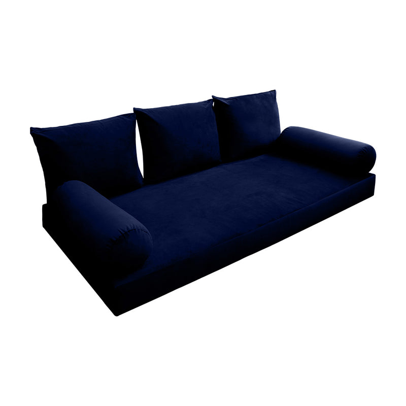 STYLE V3 - Velvet Indoor Daybed Mattress Bolster Backrest Cushion Pillow Complete Set