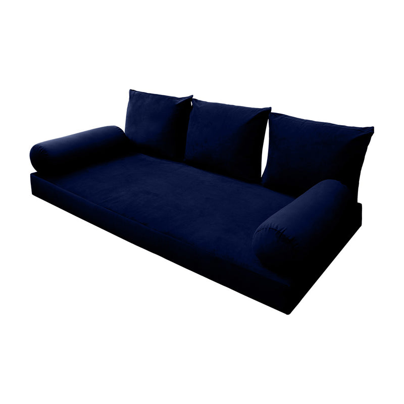 STYLE V3 - Velvet Indoor Daybed Mattress Bolster Backrest Cushion Pillow |COVERS ONLY|