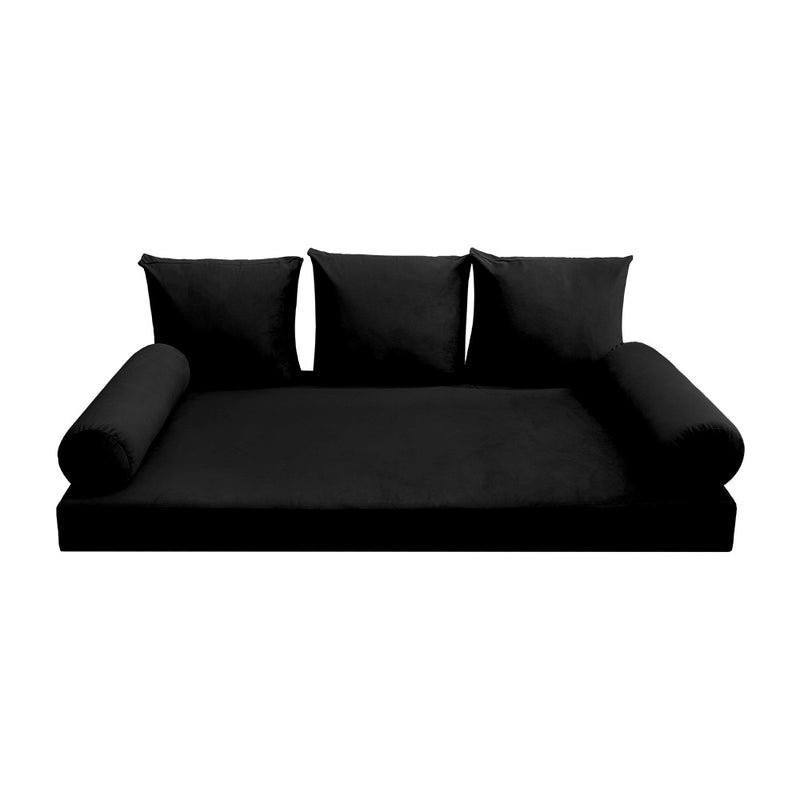 STYLE V3 - Velvet Indoor Daybed Mattress Bolster Backrest Cushion Pillow |COVERS ONLY|