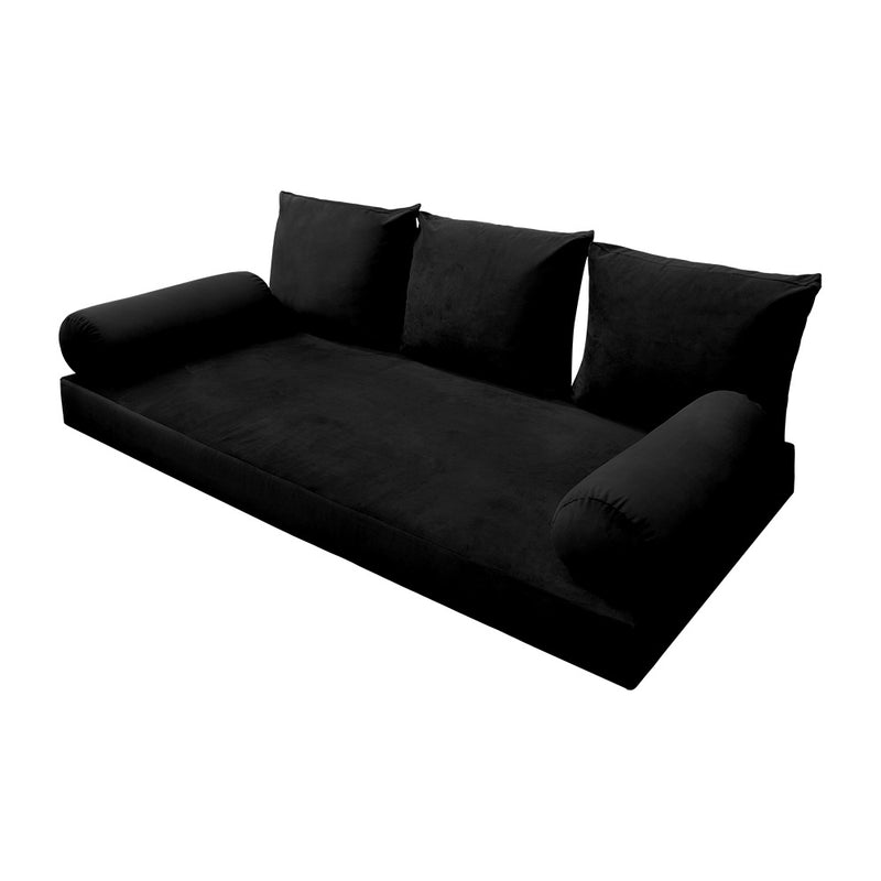 STYLE V3 - Velvet Indoor Daybed Mattress Bolster Backrest Cushion Pillow |COVERS ONLY|