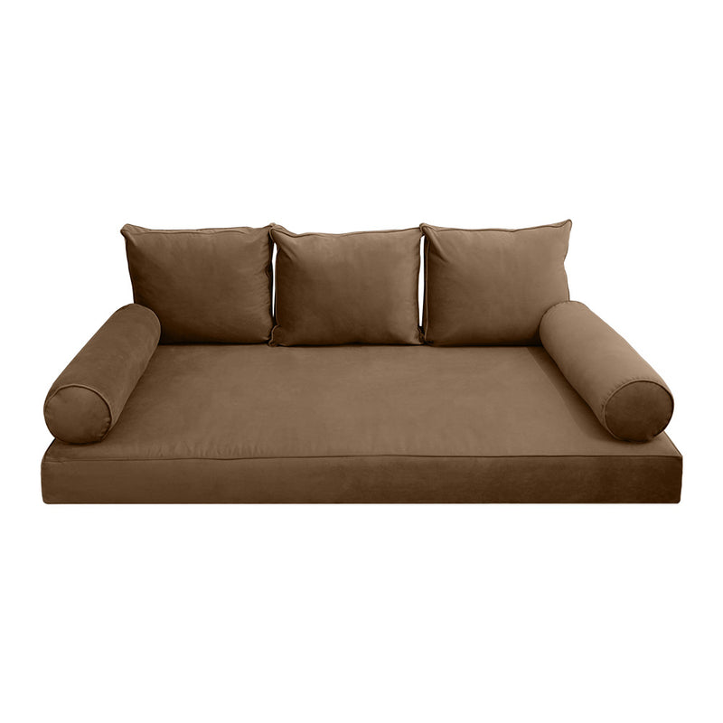 STYLE V3 - Velvet Indoor Daybed Mattress Bolster Backrest Cushion Pillow |COVERS ONLY|