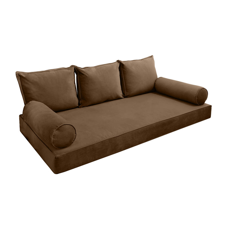 STYLE V3 - Velvet Indoor Daybed Mattress Bolster Backrest Cushion Pillow Complete Set