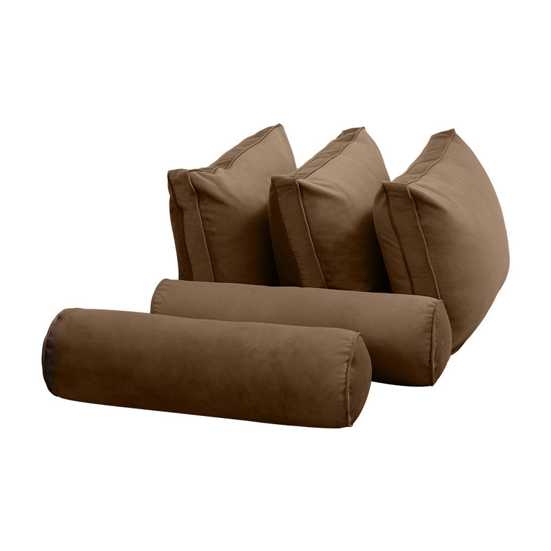STYLE V3 - Velvet Indoor Daybed Mattress Bolster Backrest Cushion Pillow Complete Set
