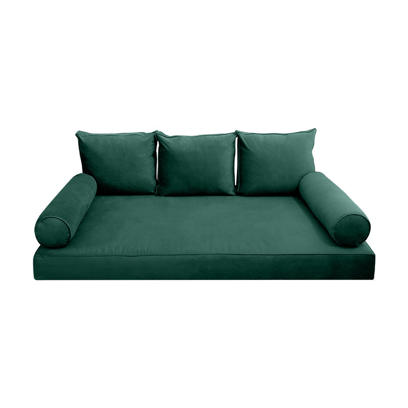 STYLE V3 - Velvet Indoor Daybed Mattress Bolster Backrest Cushion Pillow |COVERS ONLY|