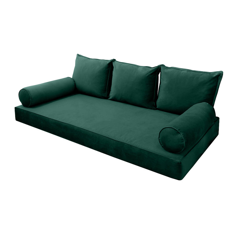 STYLE V3 - Velvet Indoor Daybed Mattress Bolster Backrest Cushion Pillow |COVERS ONLY|
