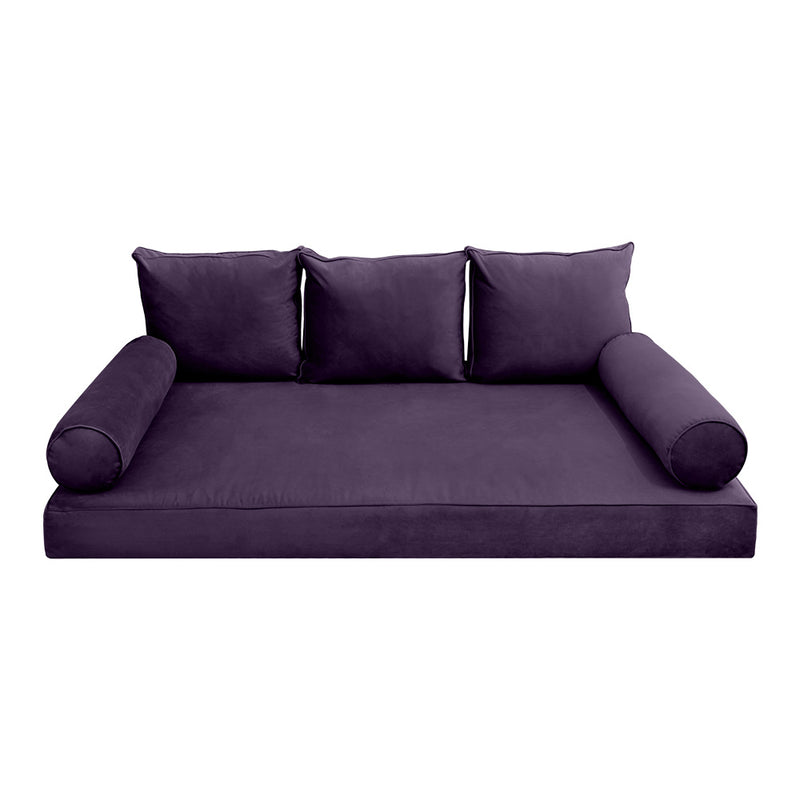 STYLE V3 - Velvet Indoor Daybed Mattress Bolster Backrest Cushion Pillow |COVERS ONLY|