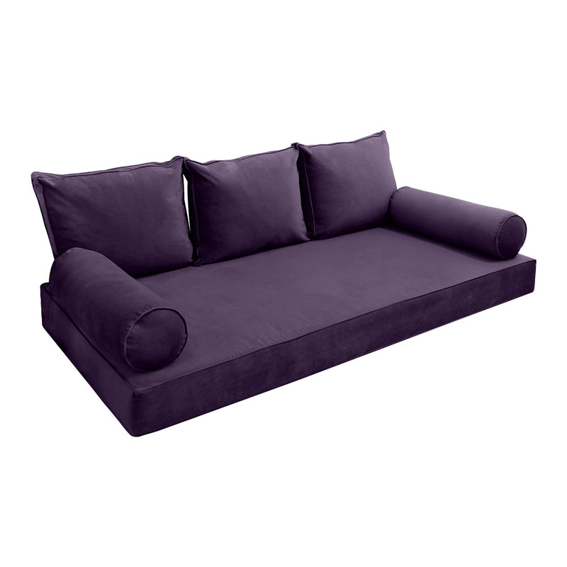 STYLE V3 - Velvet Indoor Daybed Mattress Bolster Backrest Cushion Pillow Complete Set