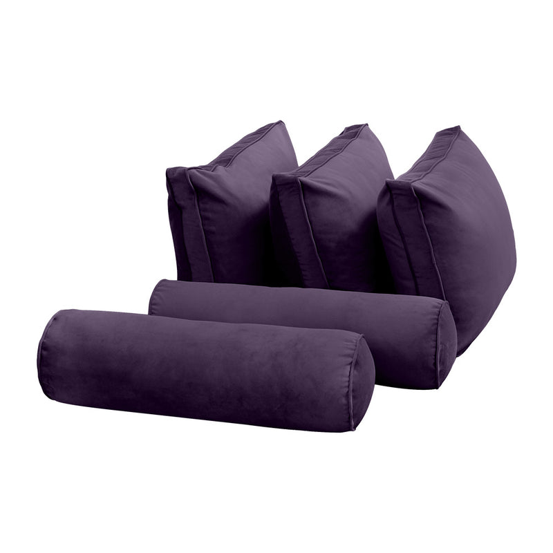 STYLE V3 - Velvet Indoor Daybed Mattress Bolster Backrest Cushion Pillow Complete Set