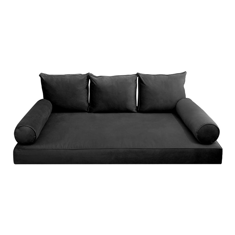 STYLE V3 - Velvet Indoor Daybed Mattress Bolster Backrest Cushion Pillow |COVERS ONLY|