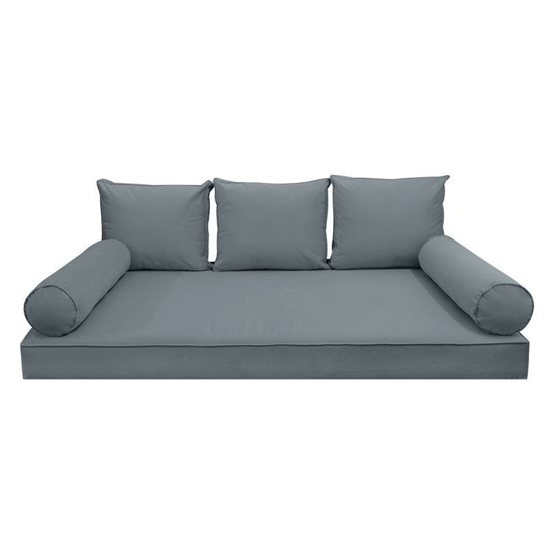 STYLE V3 - Velvet Indoor Daybed Mattress Bolster Backrest Cushion Pillow |COVERS ONLY|