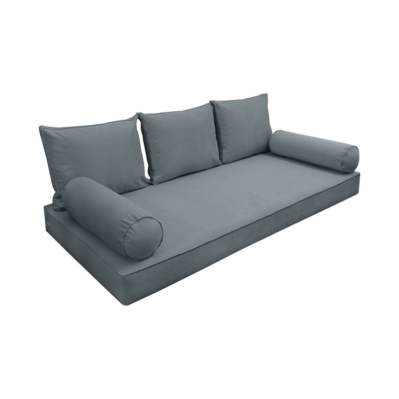 STYLE V3 - Velvet Indoor Daybed Mattress Bolster Backrest Cushion Pillow Complete Set