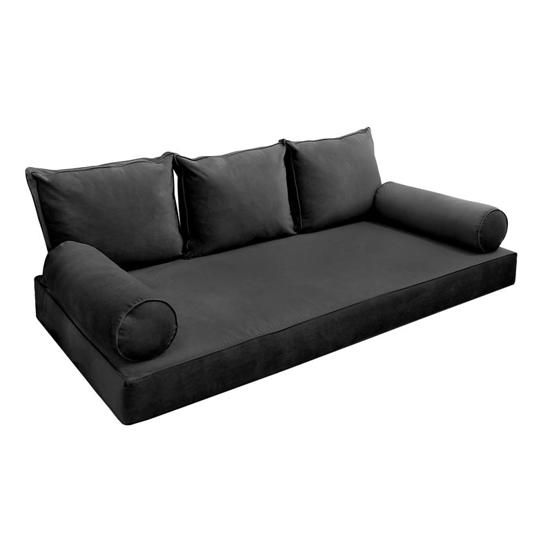 STYLE V3 - Velvet Indoor Daybed Mattress Bolster Backrest Cushion Pillow Complete Set