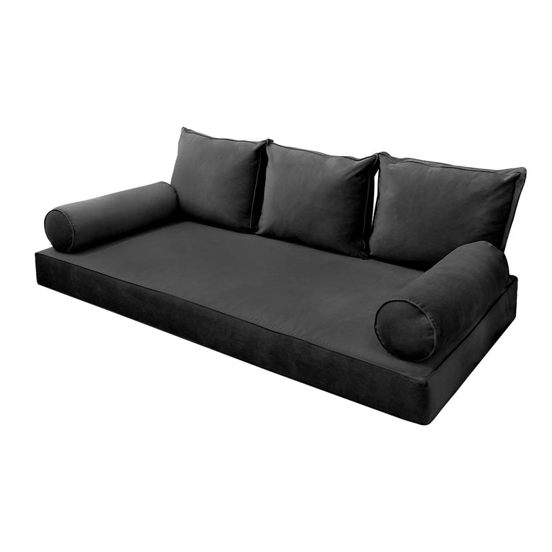 STYLE V3 - Velvet Indoor Daybed Mattress Bolster Backrest Cushion Pillow |COVERS ONLY|
