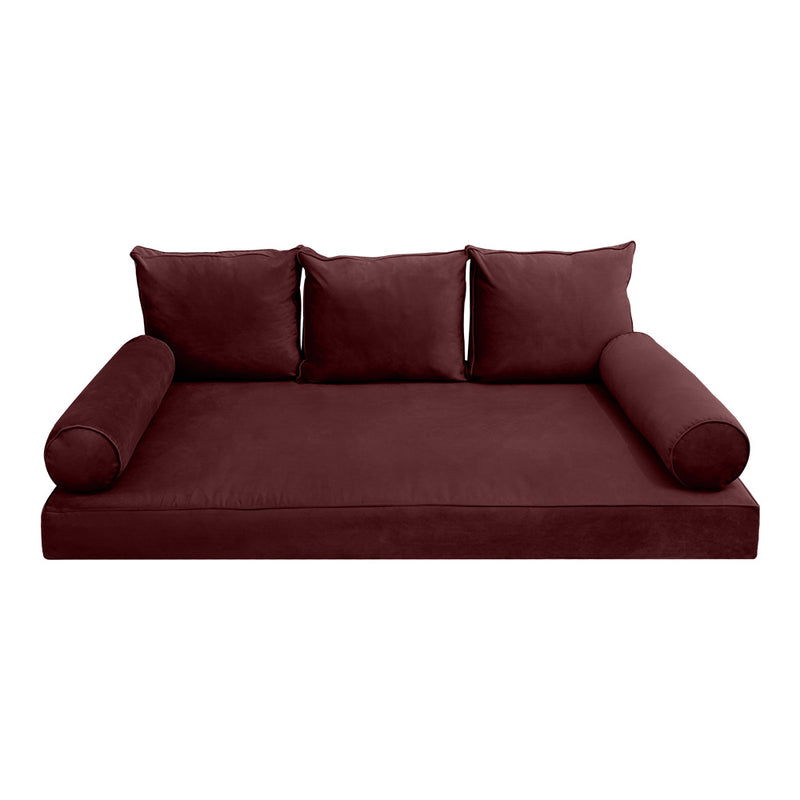STYLE V3 - Velvet Indoor Daybed Mattress Bolster Backrest Cushion Pillow |COVERS ONLY|