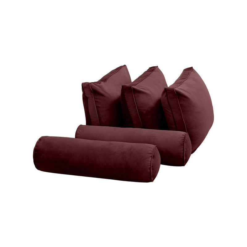 STYLE V3 - Velvet Indoor Daybed Mattress Bolster Backrest Cushion Pillow Complete Set