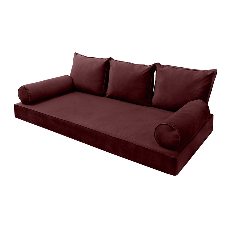 STYLE V3 - Velvet Indoor Daybed Mattress Bolster Backrest Cushion Pillow |COVERS ONLY|
