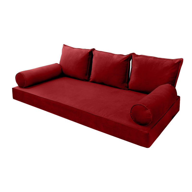 STYLE V3 - Velvet Indoor Daybed Mattress Bolster Backrest Cushion Pillow |COVERS ONLY|