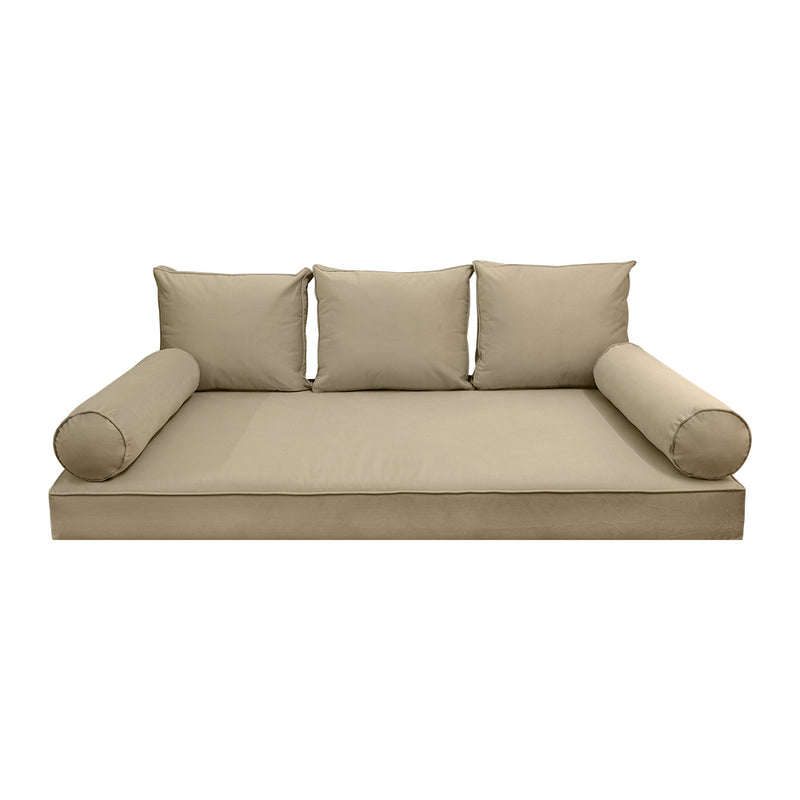 STYLE V3 - Velvet Indoor Daybed Mattress Bolster Backrest Cushion Pillow |COVERS ONLY|