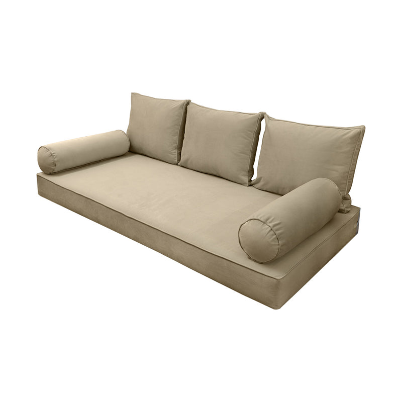 STYLE V3 - Velvet Indoor Daybed Mattress Bolster Backrest Cushion Pillow |COVERS ONLY|