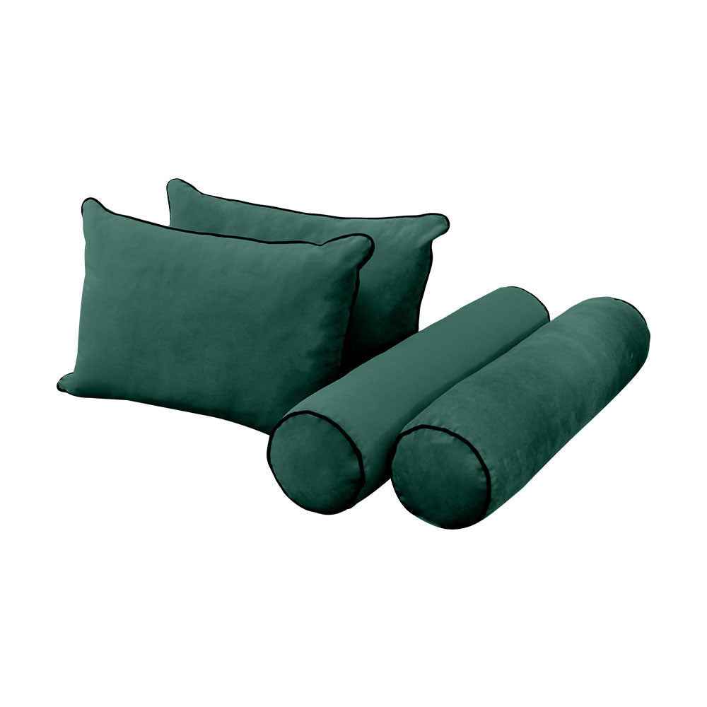 STYLE V4 - Velvet Indoor Daybed Bolster Backrest Cushion Pillow |COVERS ONLY|