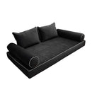STYLE V4 - Velvet Indoor Daybed Mattress Bolster Backrest Cushion Pillow Complete Set