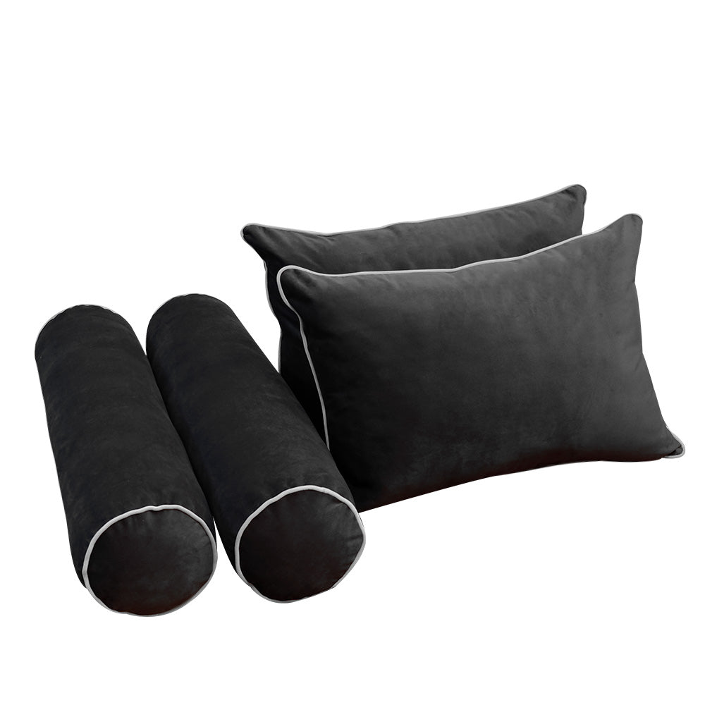 STYLE V4 - Velvet Indoor Daybed Mattress Bolster Backrest Cushion Pillow Complete Set