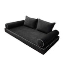 STYLE V4 - Velvet Indoor Daybed Mattress Bolster Backrest Cushion Pillow |COVERS ONLY|
